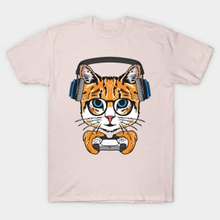 Playful Gamer: Kitten with Glasses T-Shirt